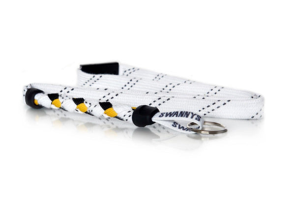 White, Black and Gold Hockey Lanyard - Swannys