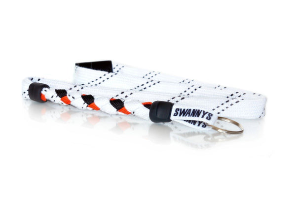 White, Black and Orange Hockey Lanyard - Swannys
