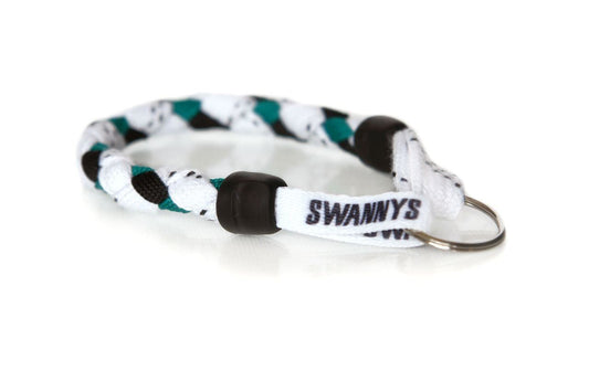 White, Black and Kelly Green Hockey Keychain - Swannys