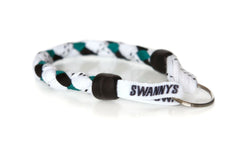 White, Black and Kelly Green Hockey Keychain - Swannys