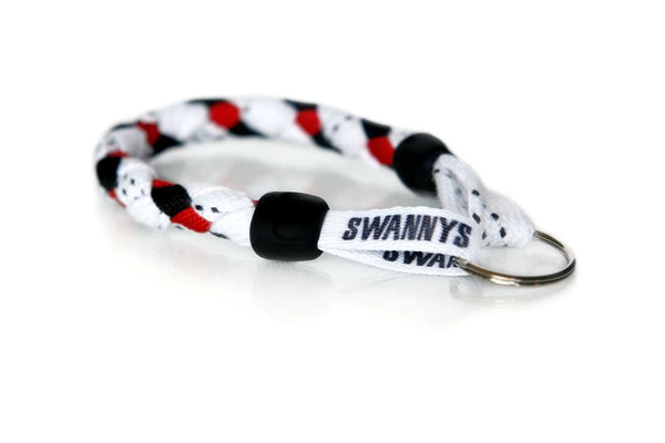 White, Black and Red Hockey Keychain - Swannys