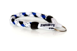 White, Black and Royal Blue Hockey Keychain - Swannys