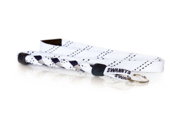 White, Navy Blue and Gray Hockey Lanyard - Swannys