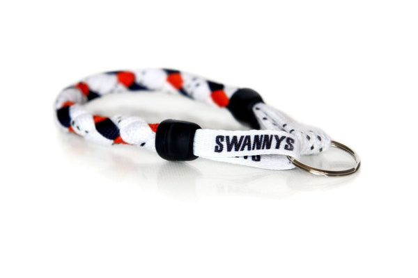 White, Navy Blue and Orange Hockey Keychain - Swannys