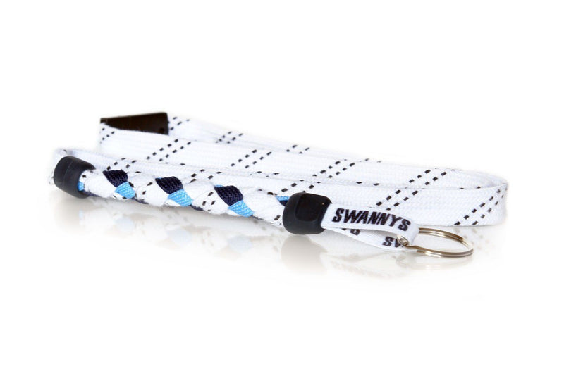 White, Navy Blue and Carolina Blue Hockey Lanyard - Swannys