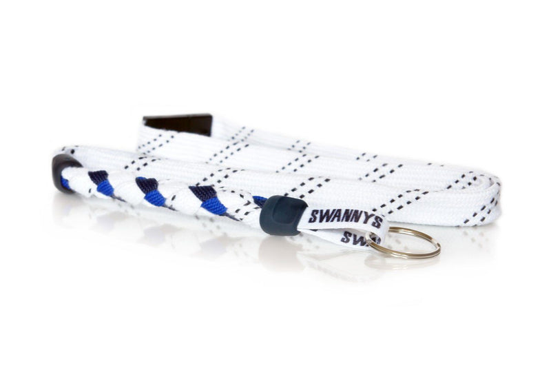 White, Navy Blue and Royal Blue Hockey Lanyard - Swannys
