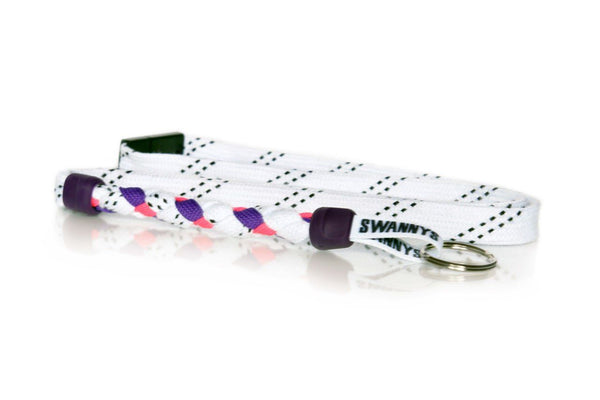 White, Purple and Pink Hockey Lanyard - Swannys
