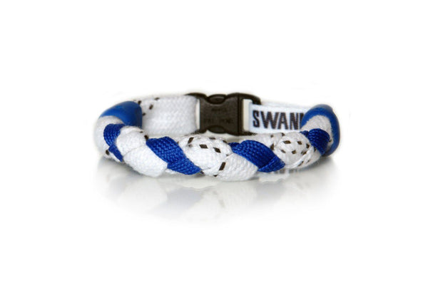 White and Royal Blue Hockey Bracelet - Swannys