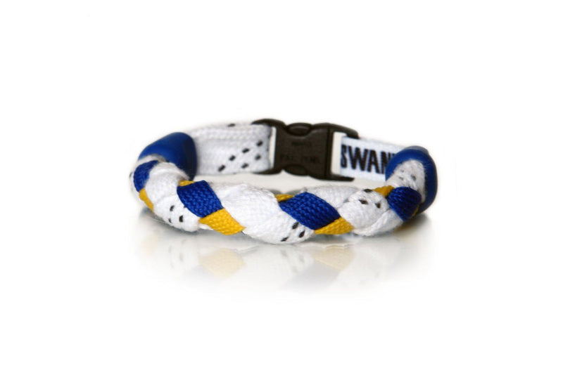 White, Royal Blue and Gold Hockey Bracelet - Swannys