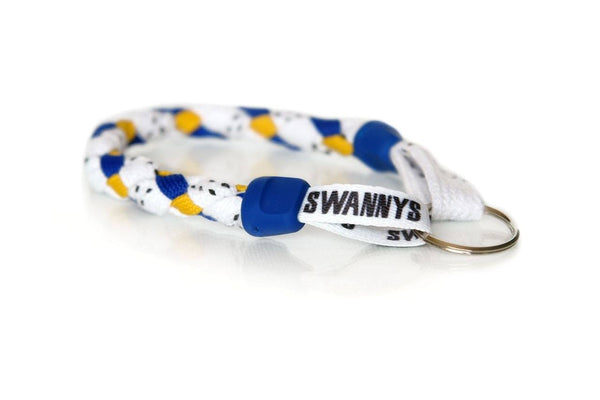 White, Royal Blue and Gold Hockey Keychain - Swannys